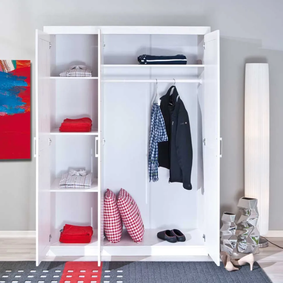 Massivholz-Kleiderschrank Nabrosia in Weiß