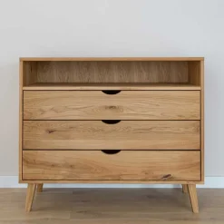 Massivholz-Kommode mit Fach und drei Schubladen - Fabijola