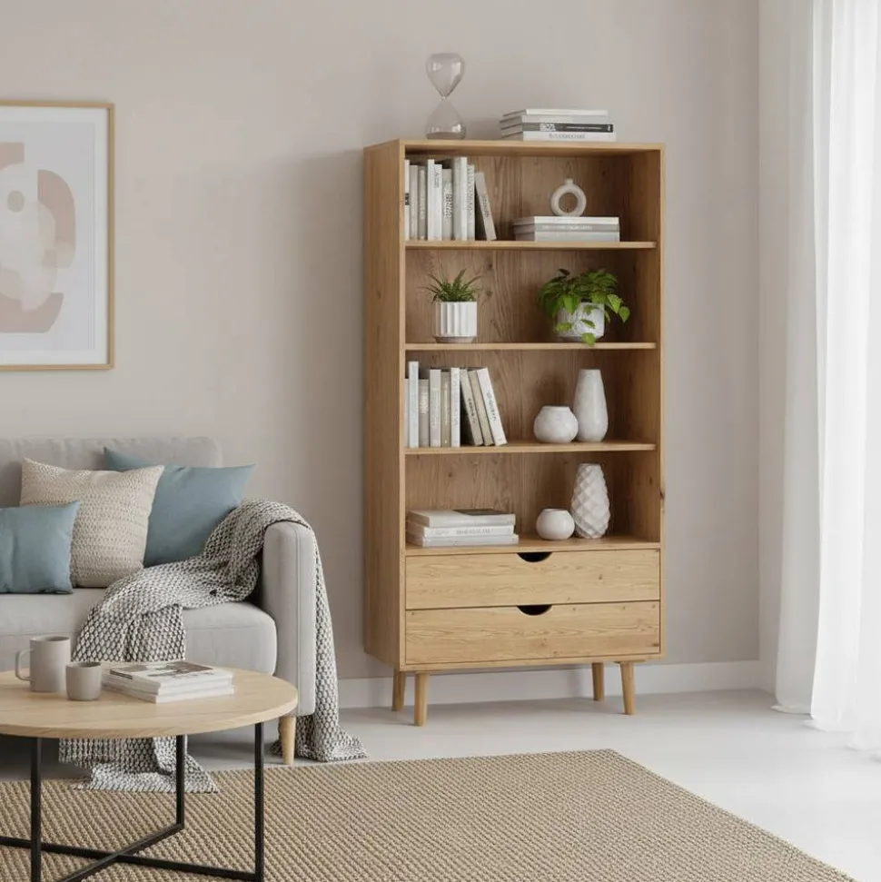 Massivholz-Regal mit zwei Schubladen - Fabijola