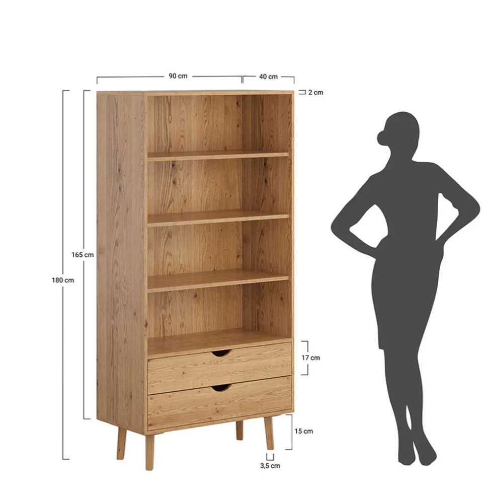 Massivholz-Regal mit zwei Schubladen - Fabijola