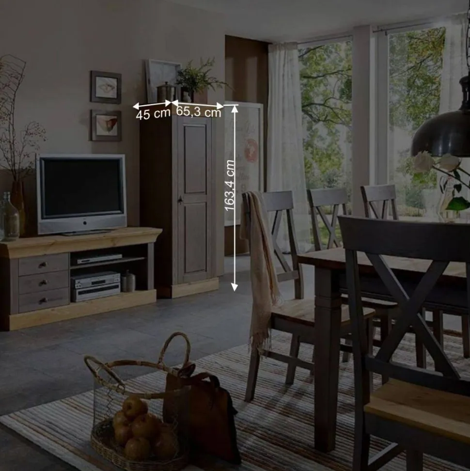 Massivholzschrank Cempino in Grau