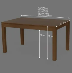 Massivholztisch mit 1 oder 2 Einlegeplatten Zanima aus lackierter Kernbuche