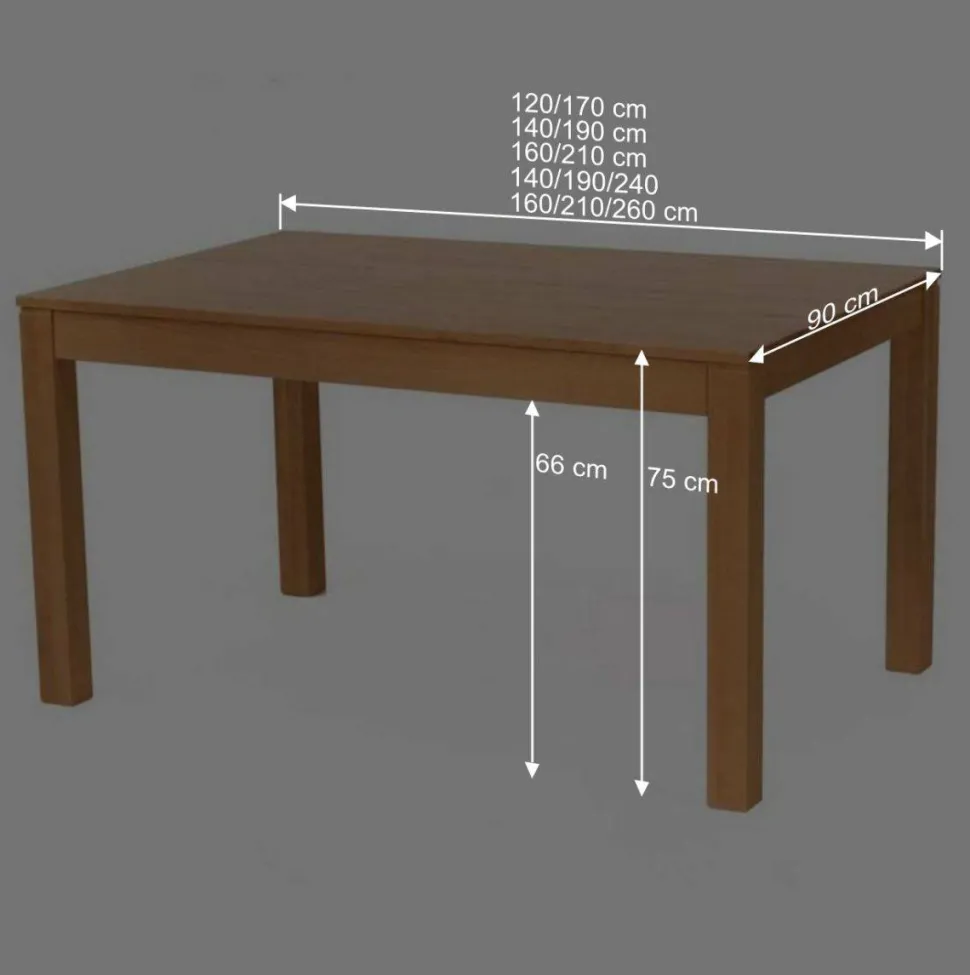 Massivholztisch mit 1 oder 2 Einlegeplatten Zanima aus lackierter Kernbuche
