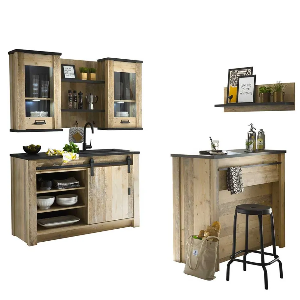 Möbel für Küche inklusive Theke - Garisa (sechsteilig)