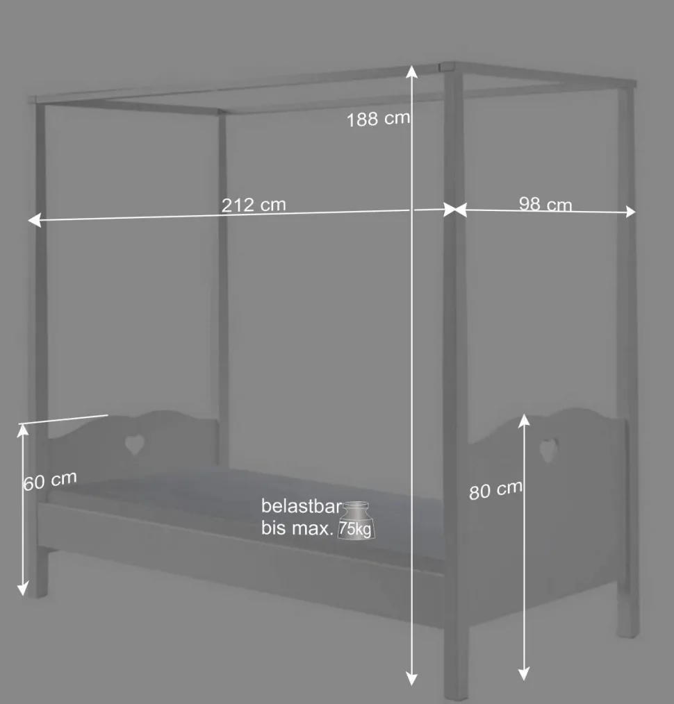 Mädchen Kinderbett Grandory mit Himmel