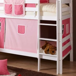 Mädchen Rutsche Stockbett in Weiß Rosa Pink - Telvo