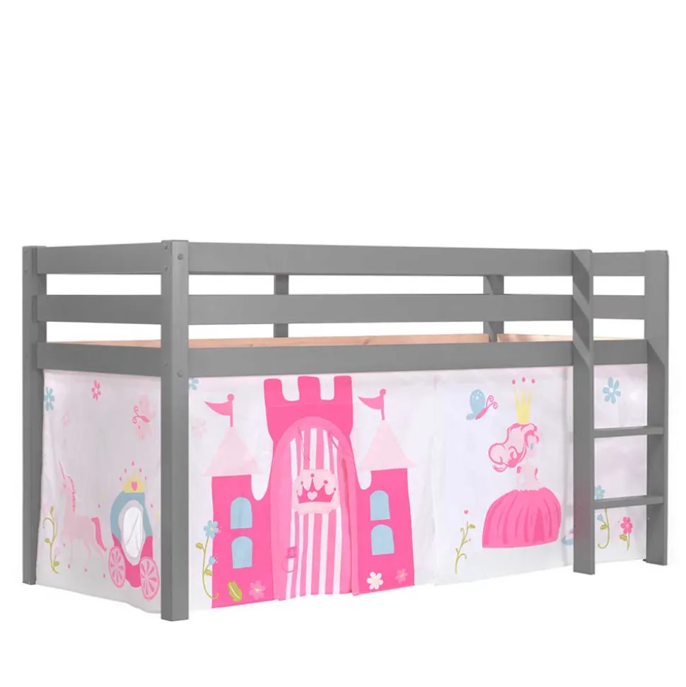 Mädchenhochbett mit Vorhang Prinzessin und Schloss - Casa