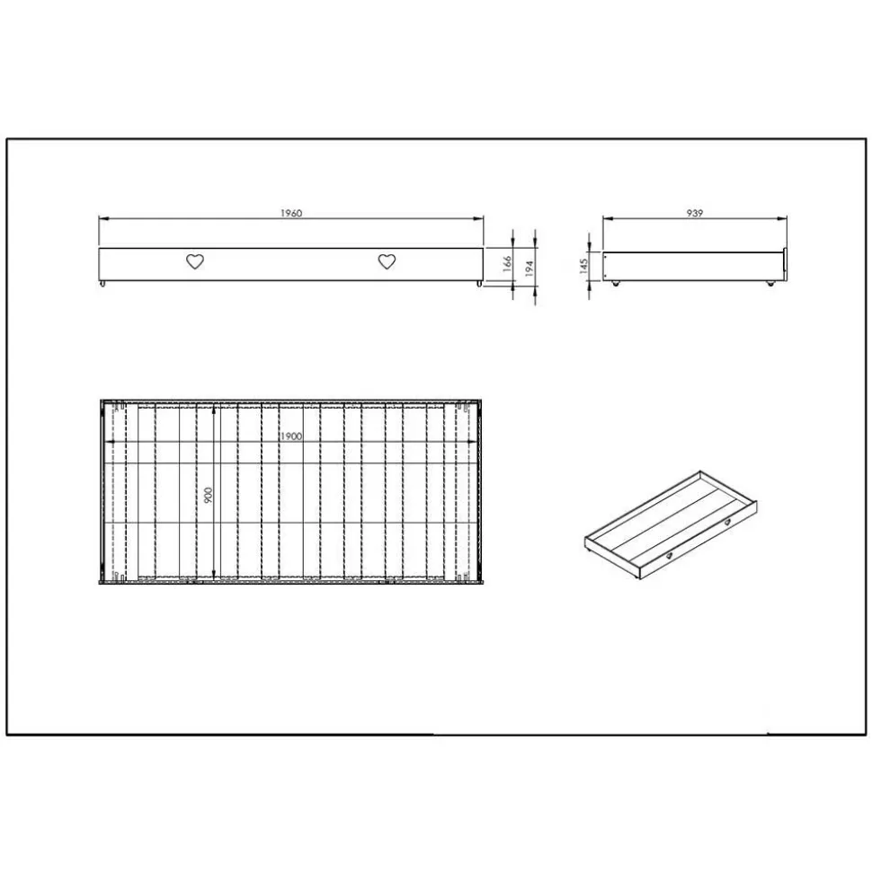 Mädchenzimmer Möbel Set Grandory in Weiß (vierteilig)