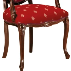 Medaillonstuhl mit Armlehnen in Nussbaum & Rot - Adagiona