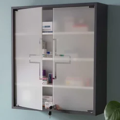 Medizinschrank mit Doppeltür aus Glas - Lucilla