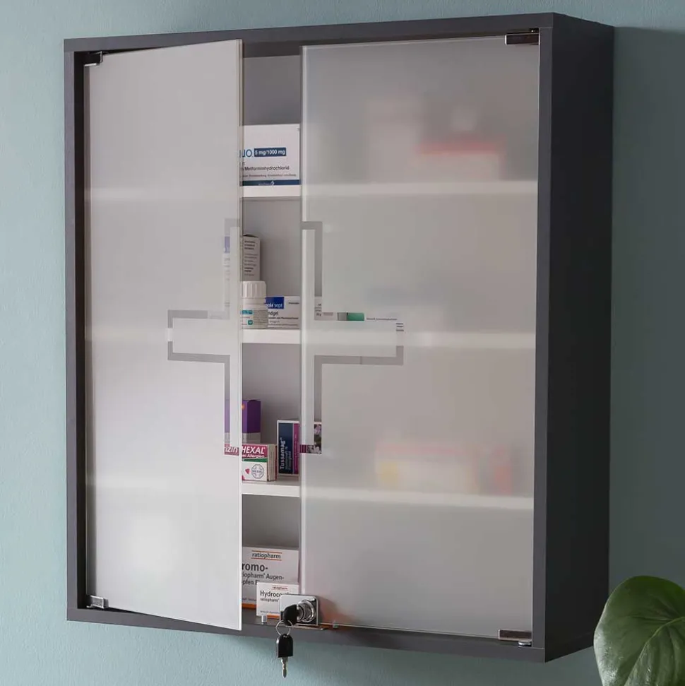 Medizinschrank mit Doppeltür aus Glas - Lucilla