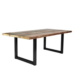 Mehrfarbiger Esstisch Altholz Shabby Chic Enjadara mit Stahl Schwarz
