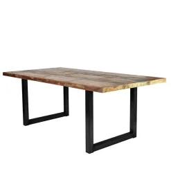 Mehrfarbiger Esstisch Altholz Shabby Chic Enjadara mit Stahl Schwarz