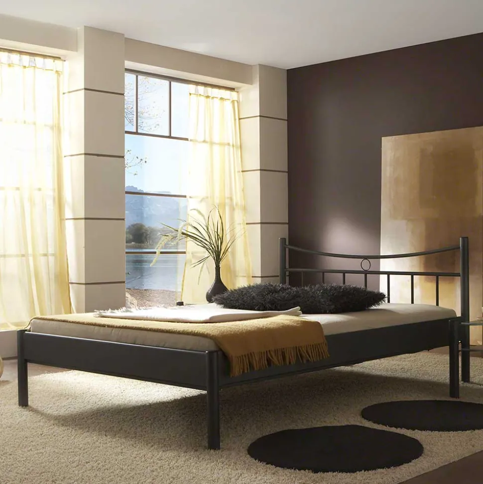 Metall Bett Halfa in Schwarz