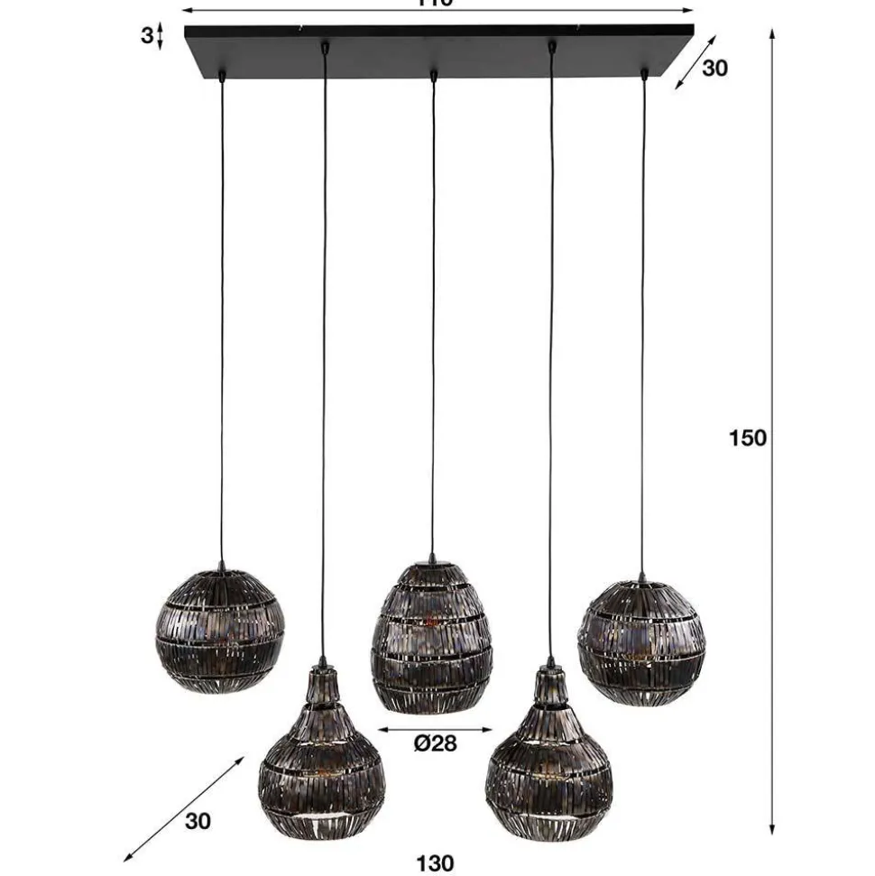 Metall Hängelampe mit fünf Schirmen - Herri