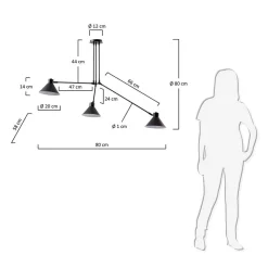 Metall Hängeleuchte in Schwarz - 3-flammig - Gravitoa