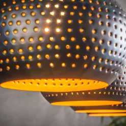 Metall Pendelleuchte in Dunkelbraun - Marmore