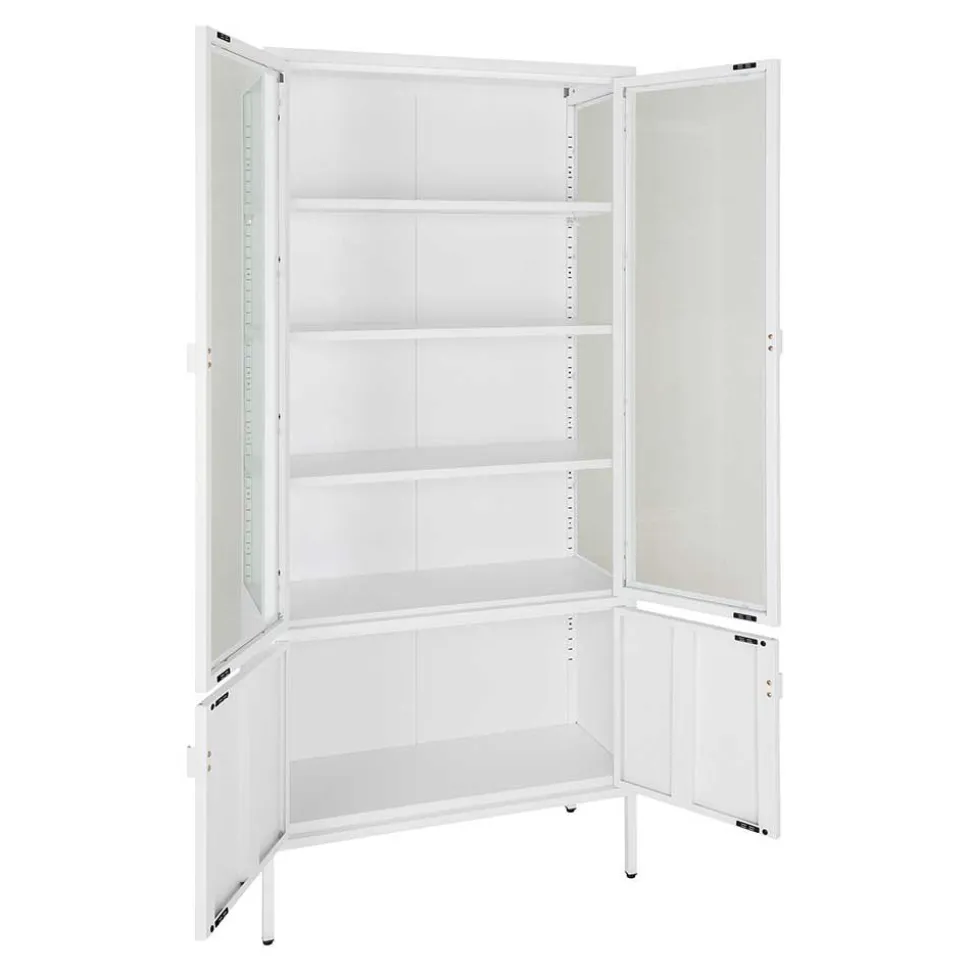 Metall Vitrinenschrank in Weiß - Fortinos