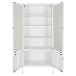 Metall Vitrinenschrank in Weiß - Fortinos