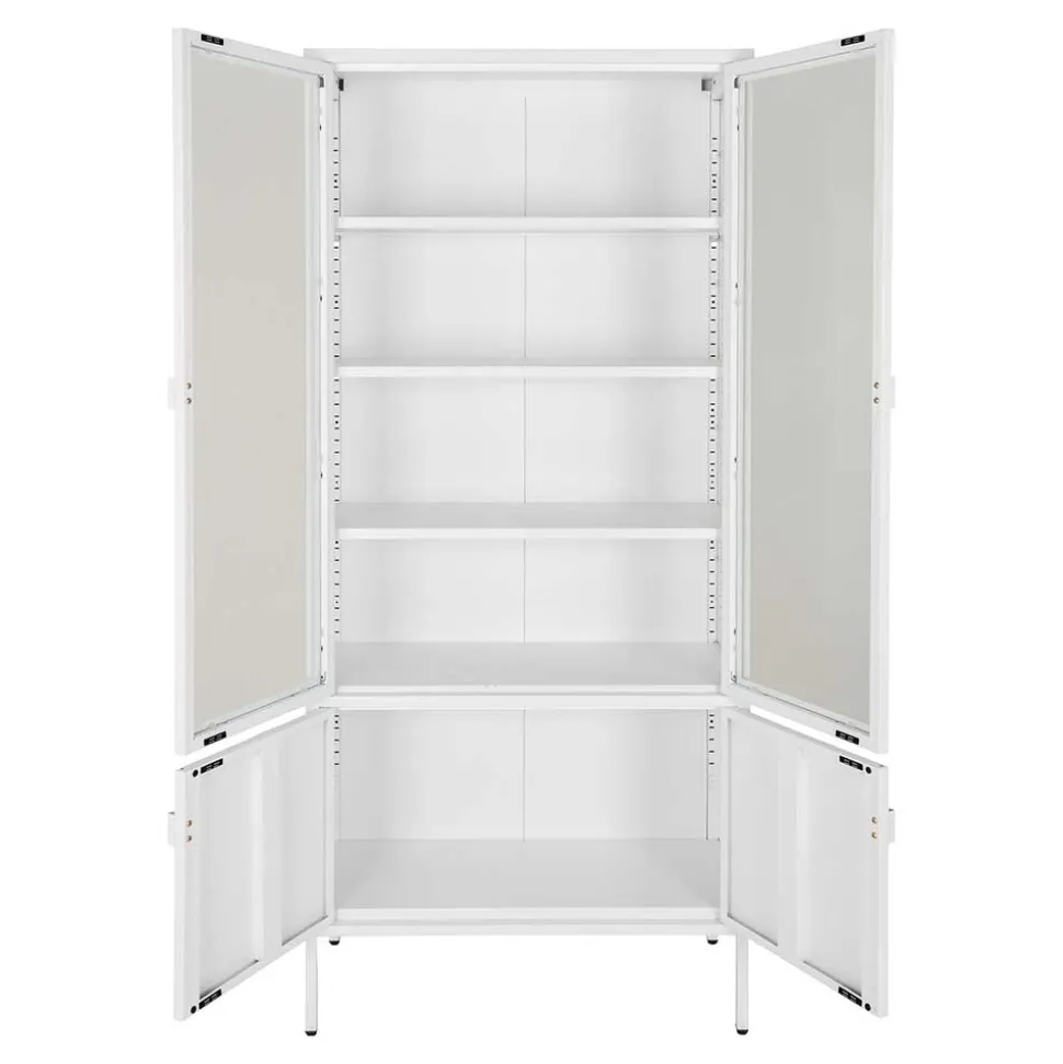 Metall Vitrinenschrank in Weiß - Fortinos
