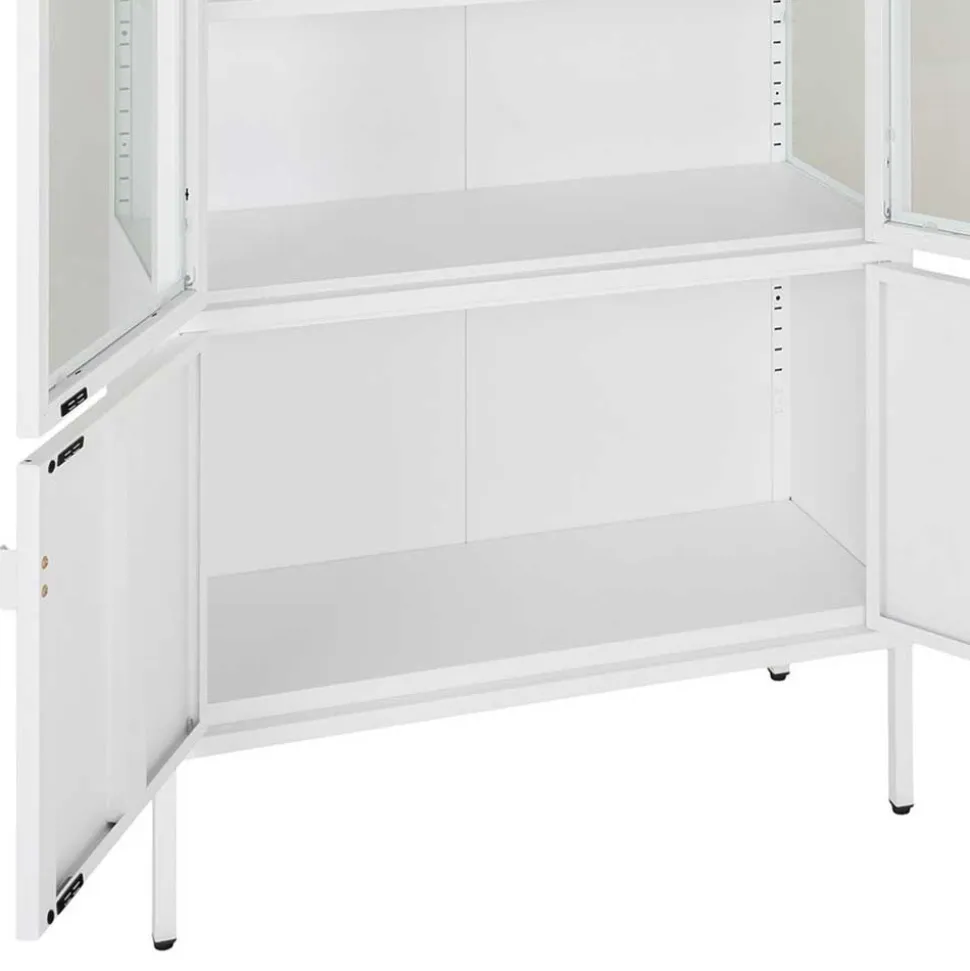 Metall Vitrinenschrank in Weiß - Fortinos