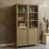 Metall Vitrinenschrank in Khaki - Gabadoza