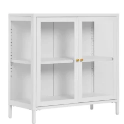Metall-Vitrinen-Kommode in Weiß - Lititia