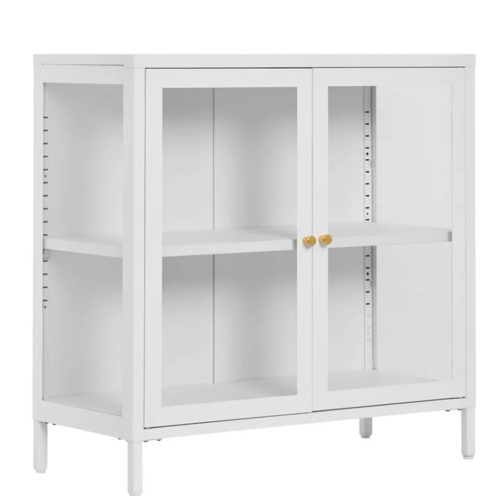 Metall-Vitrinen-Kommode in Weiß - Lititia