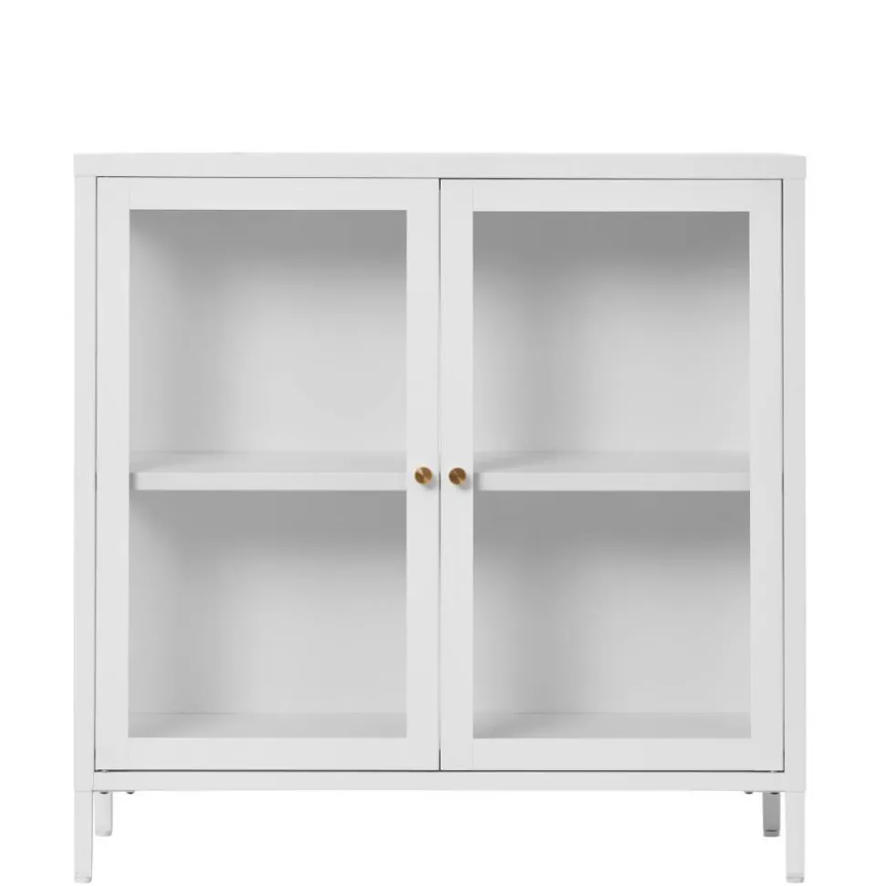 Metall-Vitrinen-Kommode in Weiß - Lititia