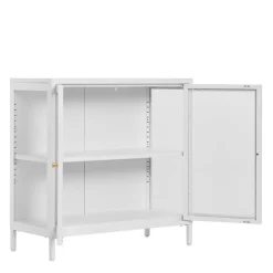 Metall-Vitrinen-Kommode in Weiß - Lititia