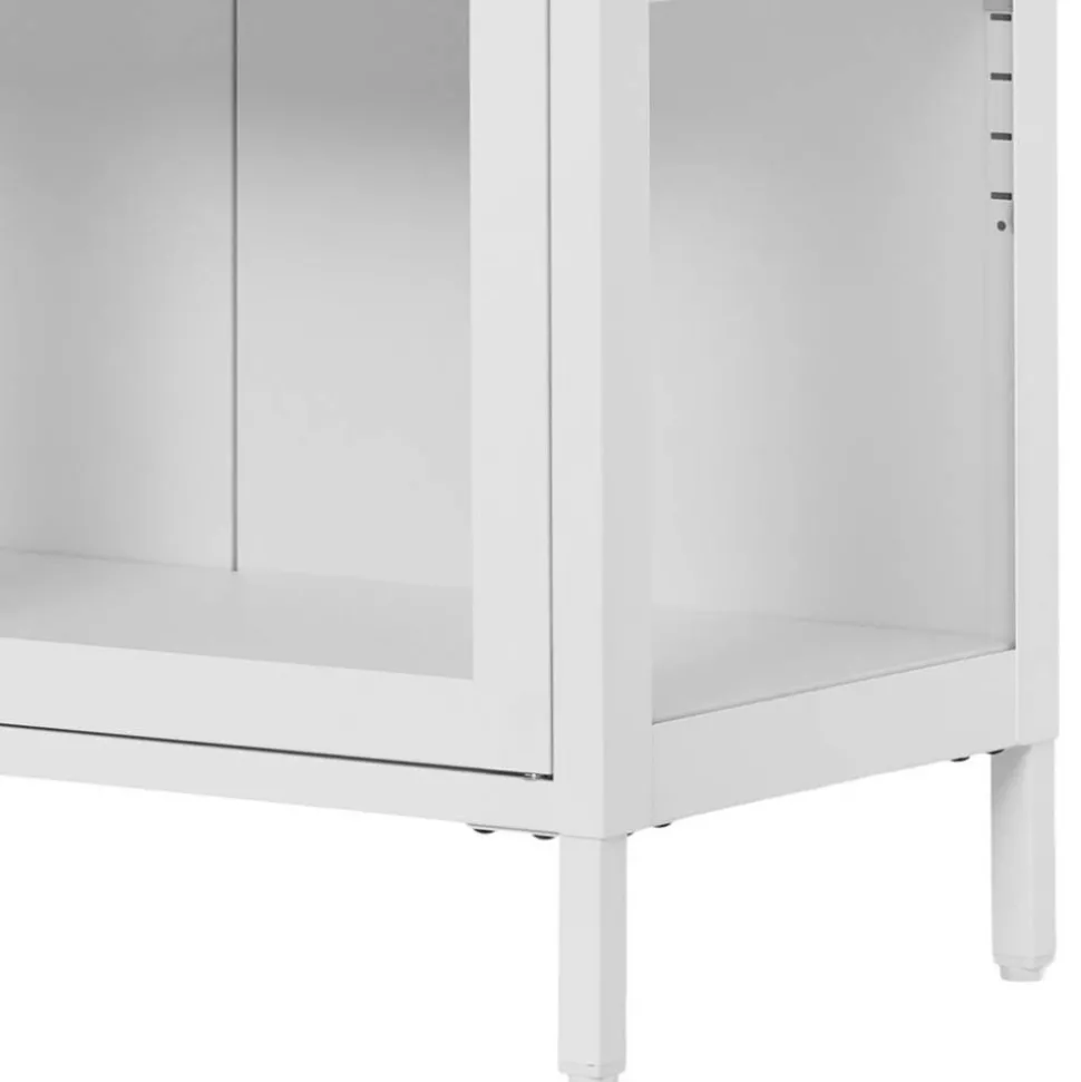 Metall-Vitrinen-Kommode in Weiß - Lititia