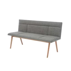 Mid Century Esstisch Bank in Grau Webstoff - Tucina