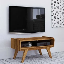 Midcentury Wildeiche TV Bank mit Fach - Hardus