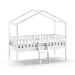 Midi Hochbett im Haus Design in Weiß - Rumona