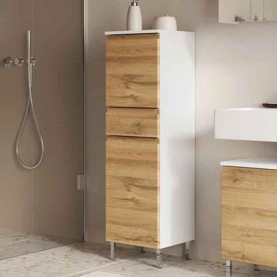 Midi-Schrank in Wildeiche & Weiß - Aspariavo