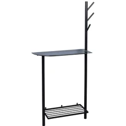 Minimalistische Garderobe in Schwarz mit Glasablage - Jenver