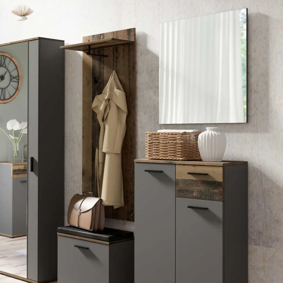 Minimalistischer Wandspiegel in Anthrazit - Vlatu