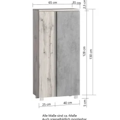 Mittelgroßer Badschrank - 65x135x35 cm - Mia