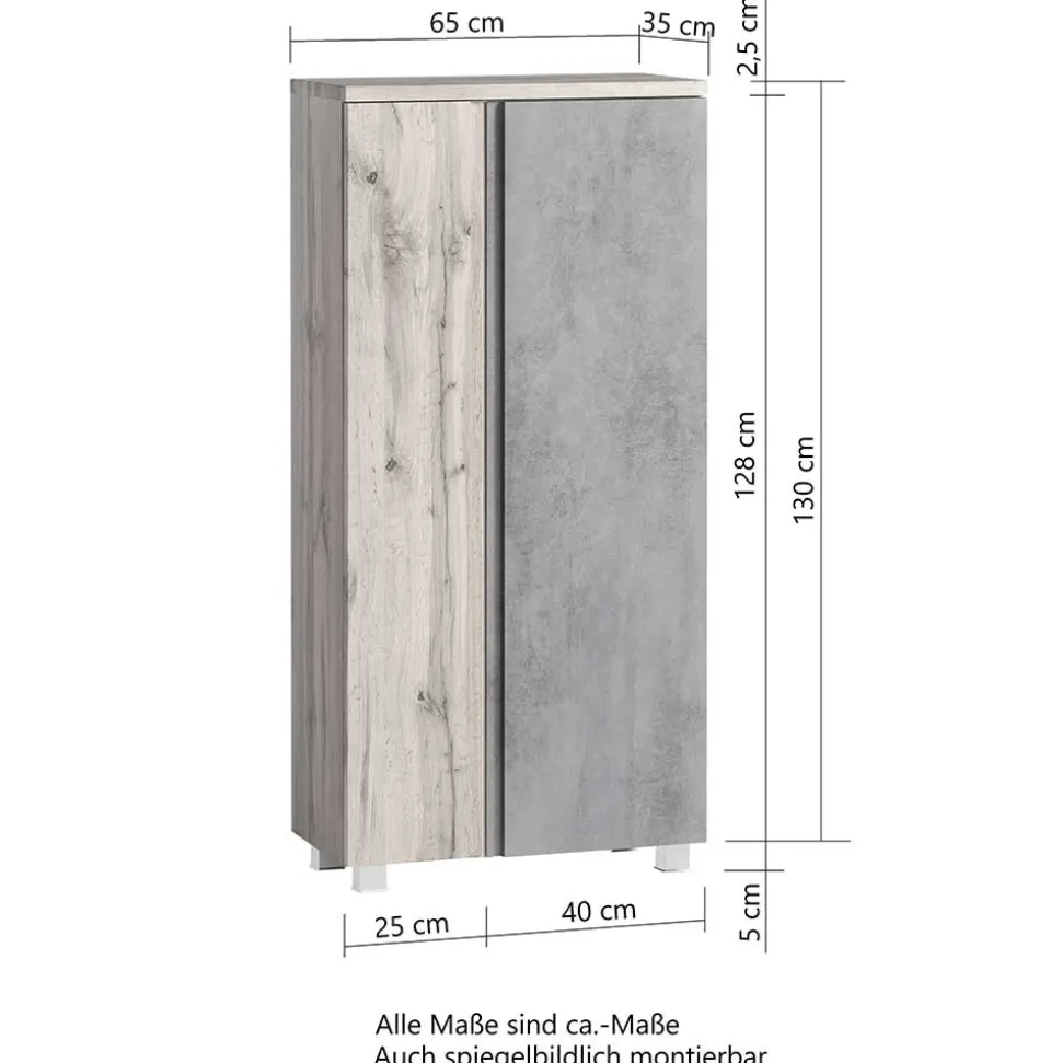 Mittelgroßer Badschrank - 65x135x35 cm - Mia
