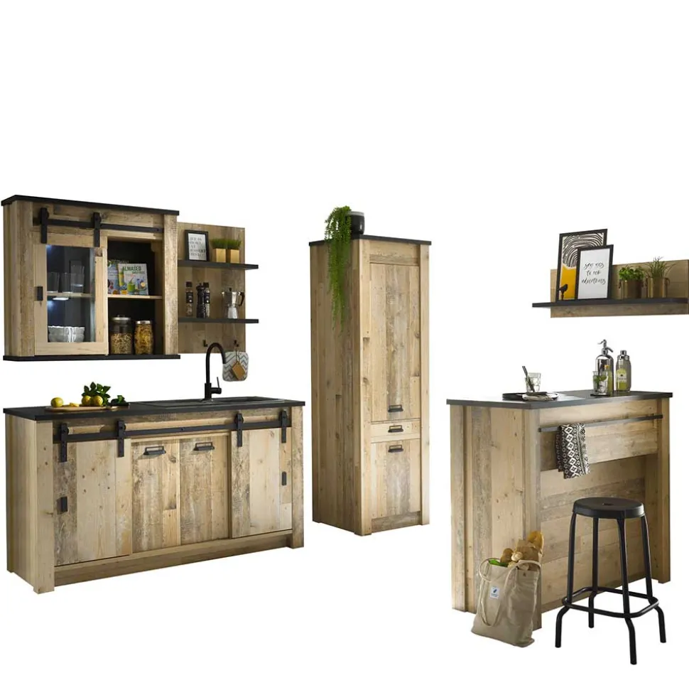 Mobiliar für Küche inklusive Tresen - Garisa (sechsteilig)