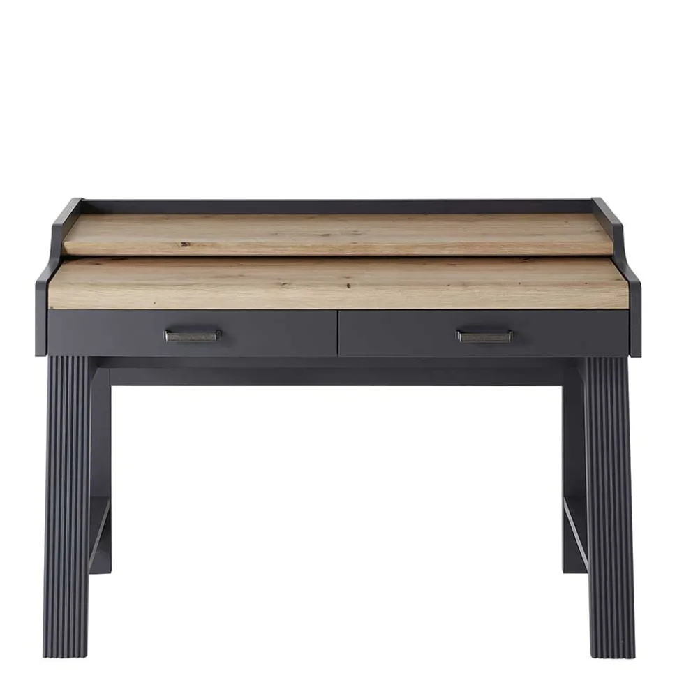 Modern Country Computertisch in Grau & Eiche - Joe