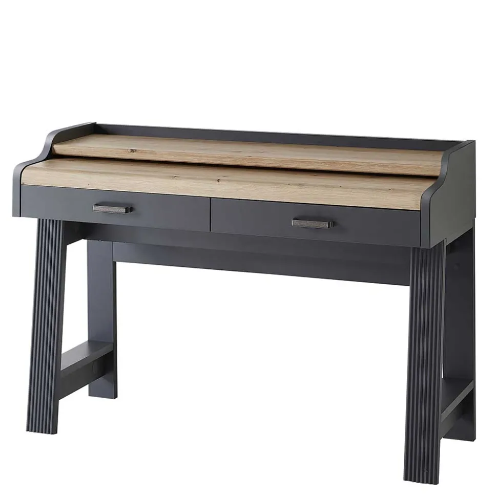 Modern Country Computertisch in Grau & Eiche - Joe