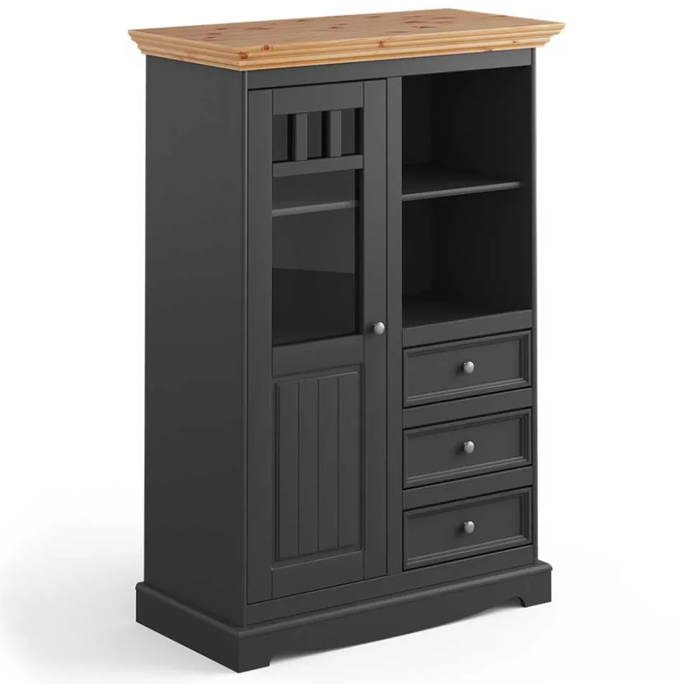 Modern Country Highboard in Grau & Kiefer - Eromsia