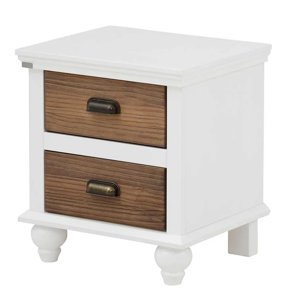 Modern Country Nachtkommode in Weiß - Yakos