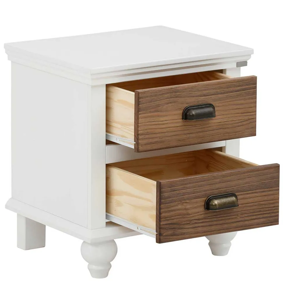 Modern Country Nachtkommode in Weiß - Yakos