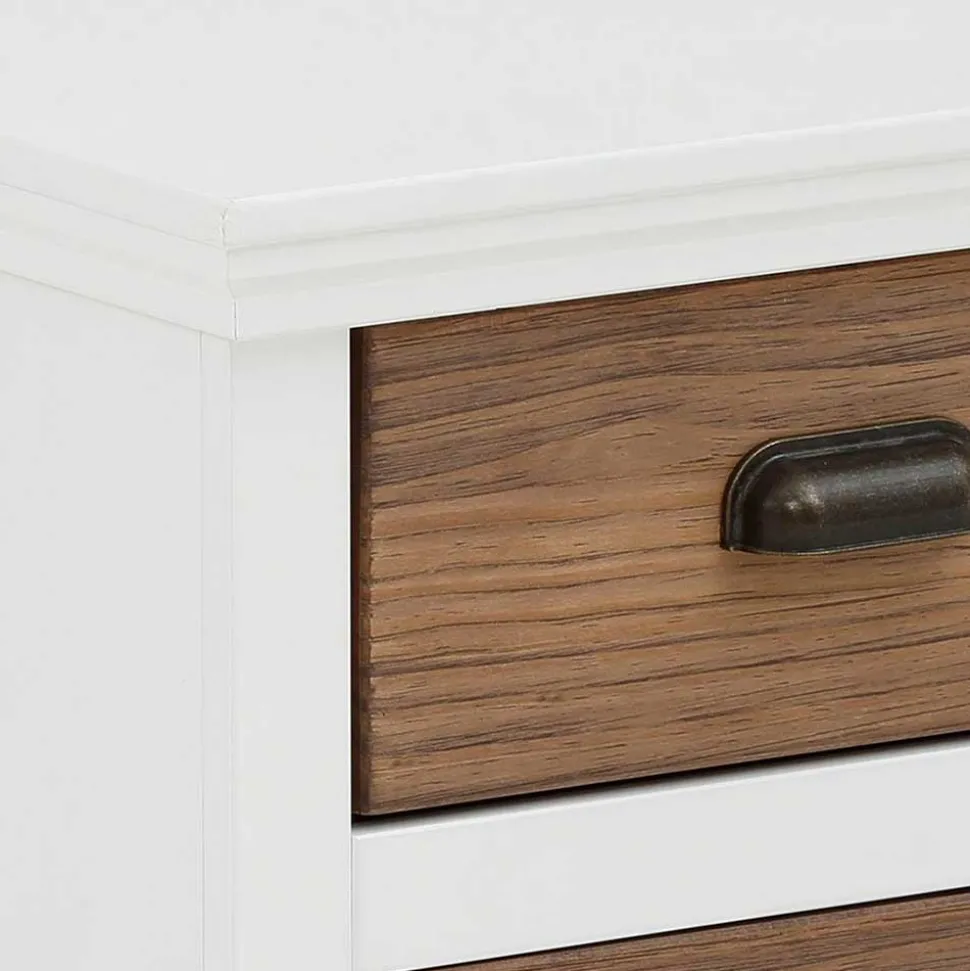 Modern Country Nachtkommode in Weiß - Yakos