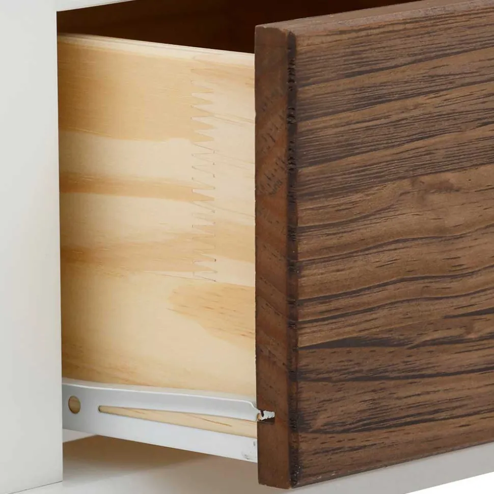 Modern Country Nachtkommode in Weiß - Yakos