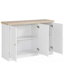 Modern Country Türen-Kommode in Weiß & Eiche - Akedra