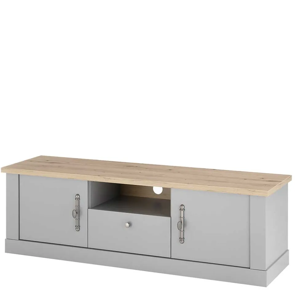 Modern Country TV Board in Lichtgrau & Eiche - Buleta