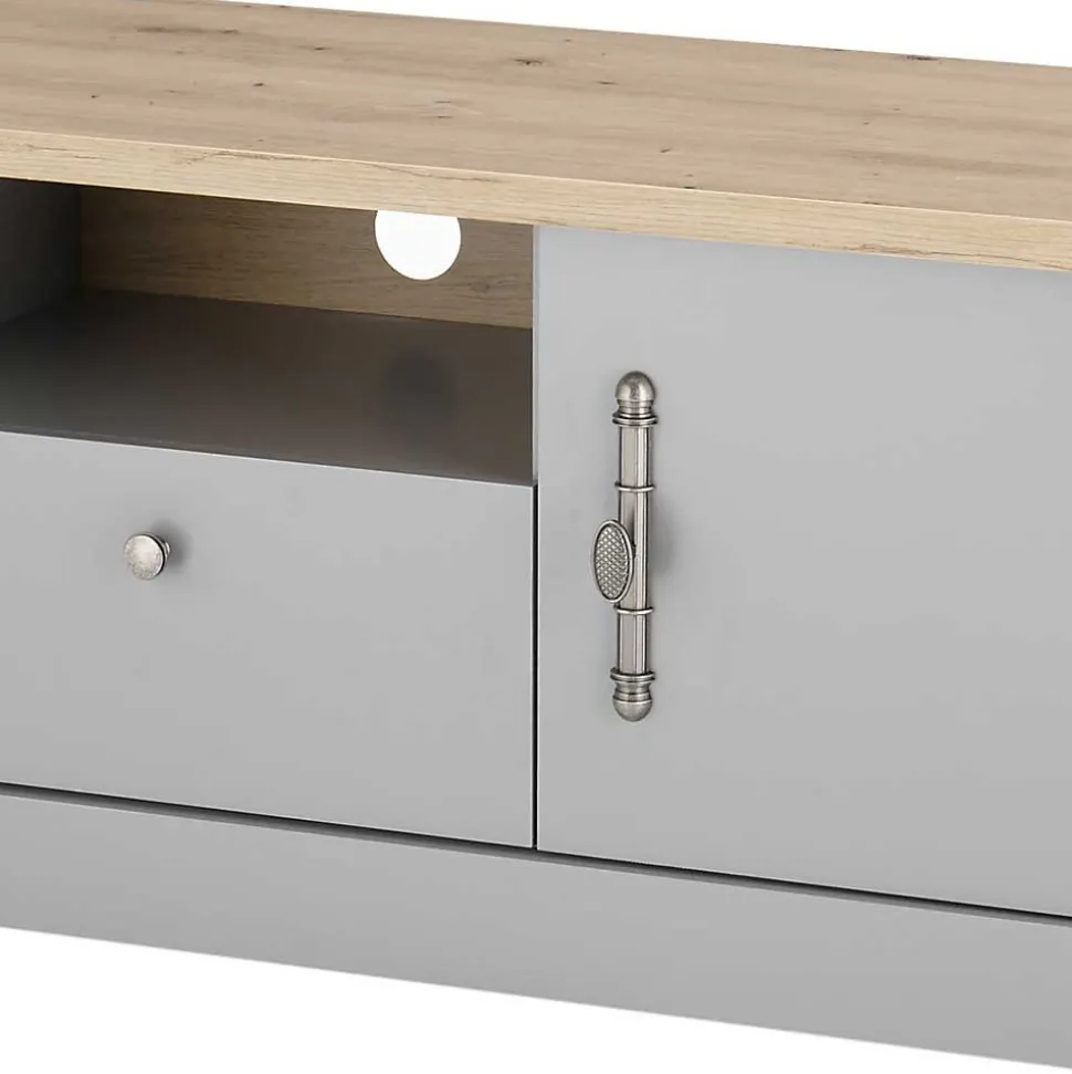 Modern Country TV Board in Lichtgrau & Eiche - Buleta